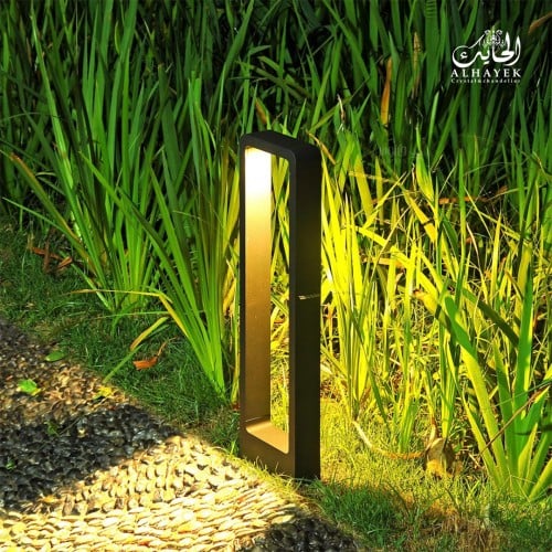 عمود إنارة حدائق مستطيل أسود بتجاهين