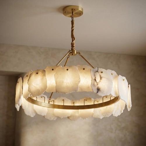 نجفة الألاباستر الفاخر – ثريا مودرن دائرية بلمسة ذ...