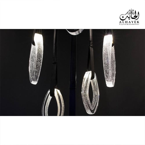 أنارة معلقة زجاجية مع جلد أسود