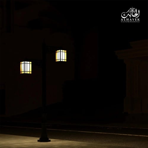 عمود إنارة حدائق مجوز منقوش بالبني والعسلي