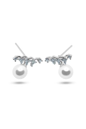 Poara silver earrings decorated with pearls set wi...