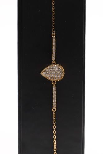 Gold bracelet shɛl decorated with diamond-like zircon for women
