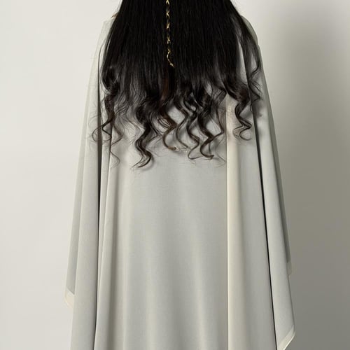 جلابيه شيفون تركوازي وبيج