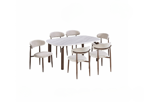 طاولة طعام رخام 6 كرسي 75*100*180 سم