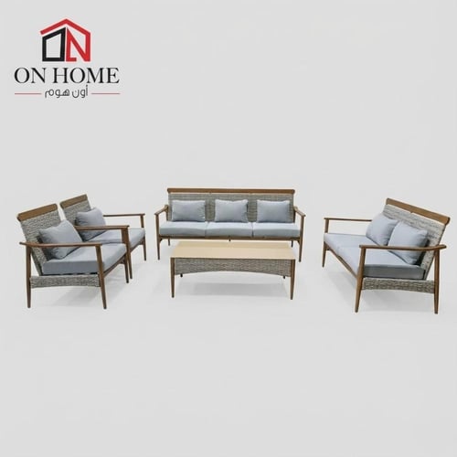 جلسة خارجية ألمونيوم رمادى فاتح -7 مقاعد