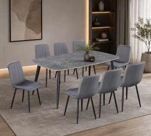 طاولة طعام 8 كرسي رمادي