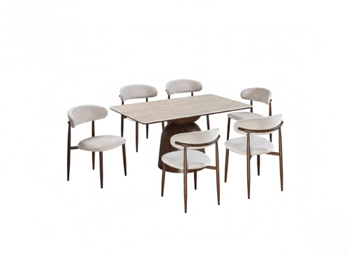 طاوله طعام سيراميك 6 كرسي بيج