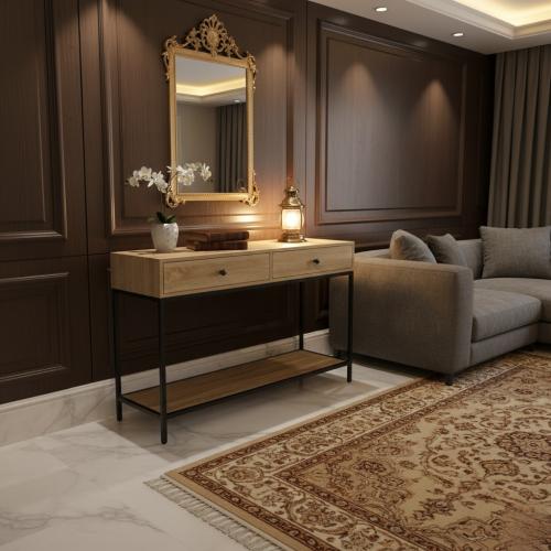 مدخل استقبال-خشب-بيج- 80x40x120سم