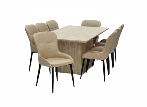 طاوله طعام خشب 8 كرسي 76*100*200سم- بيج