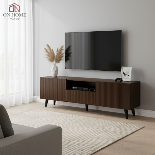 طاولة تلفزيون بيضاء مودرن بتصميم أسطواني مضلع