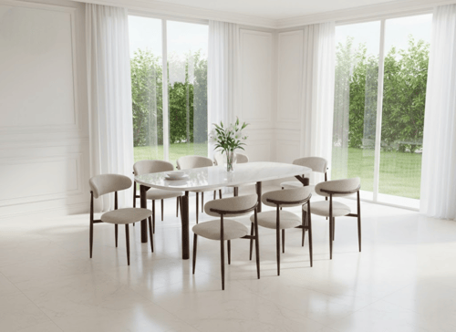 طاولة طعام رخام 8 كرسي 75*100*220 سم