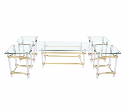 طقم طاولات اكليريك 4 + 1 قطع-ذهبي