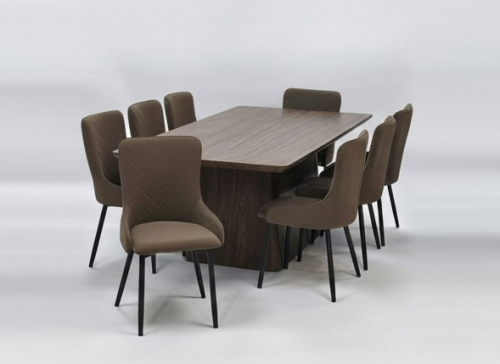 طاوله طعام خشب 8 كرسي 76*100*200سم-بني