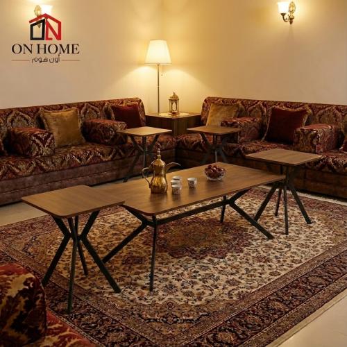 طقم طاولات خدمه خشب 4+1 لون كوفي