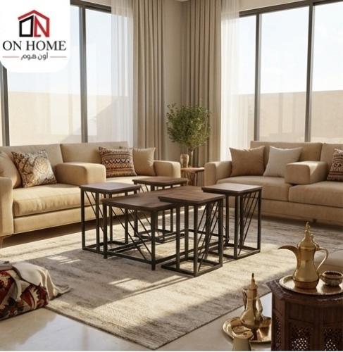 طقم طاولات خدمة 5 قطع-بنى