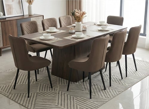 طاوله طعام 8 كرسي بني 76*100*200