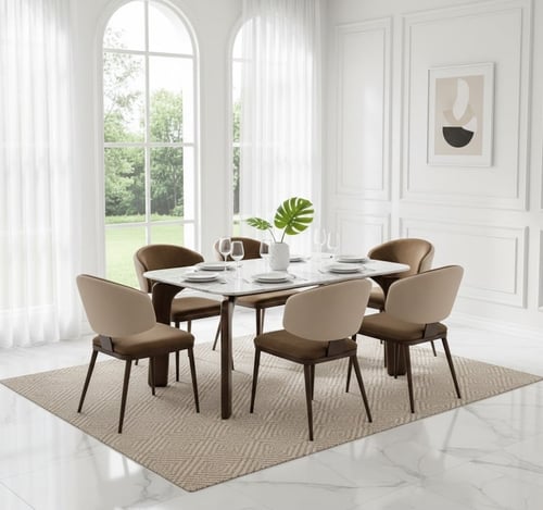 طاوله طعام رخام ملكي 6 كرسي 74*90*160