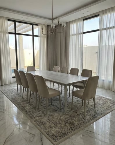 طاوله طعام 10 كرسي مخمل ابيض 75*100*220