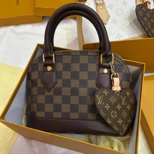 حقيبة لويس فيتون نسائية كلاسيكية نقشة مربعات  مع ق...