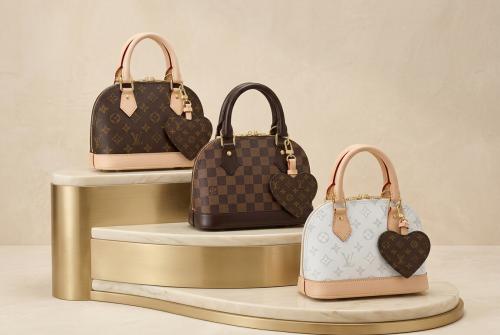 حقيبة لويس فيتون نسائية كلاسيكية نقشة مربعات  مع ق...