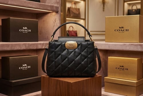 حقيبة كوتش نسائية أنيقة – جلد مبطن وسط 24cm . ماست...