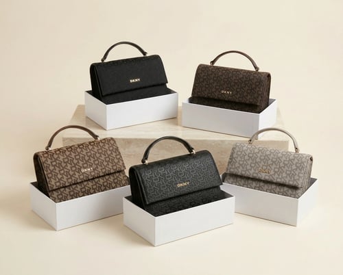 حقيبة دكني أنيقة بتصميم عصري و نقشة الشعار المميزه...