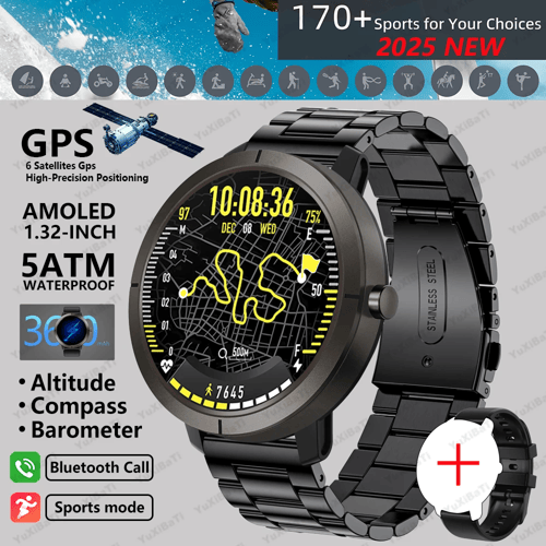 2025 ل HUIAWE GPS ساعة ذكية الرجال 5ATM IP69K مقاو...