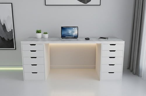 طاولة اليكسا برو 2سحابات وهميه (ابيض )