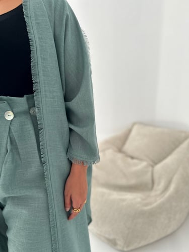 Open cardigan set/blue