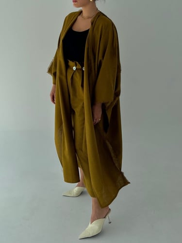 Open cardigan set/mustard