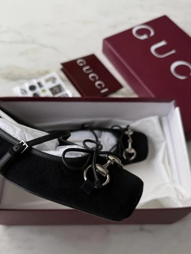 Gucci horsebit GG canvas ballet flats