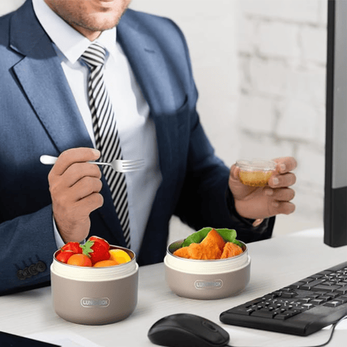 عرض لانش بوكس حرارى مع شنطة هدية مع كوب سعة 1.18 ل...