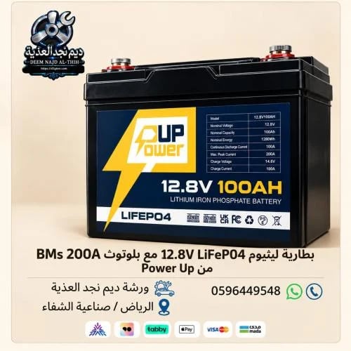 بطارية ليثيوم LiFeP04 12.8V مع بلوتوث BMSمن Power...