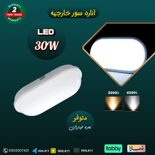 رمش خارجي ابيض ابيض ساده 30 واط