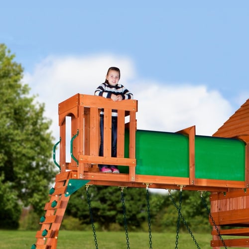 مجموعة إرجوحة خشبية مع منزل