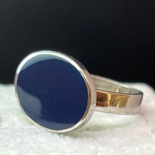 خاتم ملكي فضه كحلي بيضاوي عيار 925