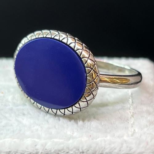 خاتم ملكي يضاوي كحليمزخرف الجوانب فضه عيار 925