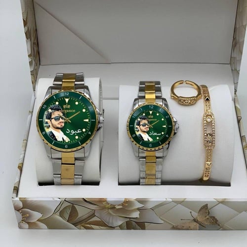 طقم نسائي ورجالي مع كتابة الاسم