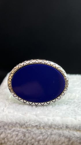 خاتم ملكي يضاوي كحليمزخرف الجوانب فضه عيار 925