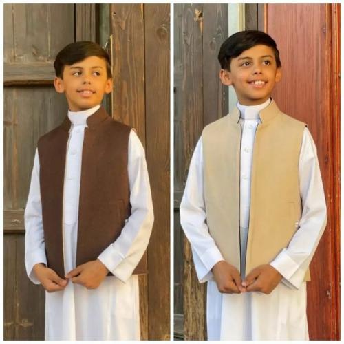 سديري العيد للأطفال ولادي (بني - بيج) بتصميم فاخر...