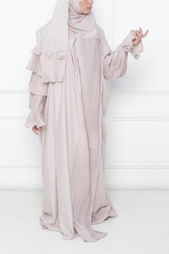 شرشف صلاة نسائي بكسرات أمامية لون عنابي خامة باردة...