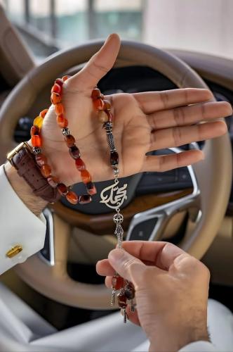 سبحة عقيق أحمر طبيعي مخصصة بالاسم