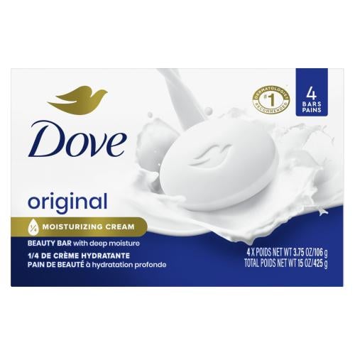 Dove صابون مرطب أصلي أبيض 125 جم - 4 قطع