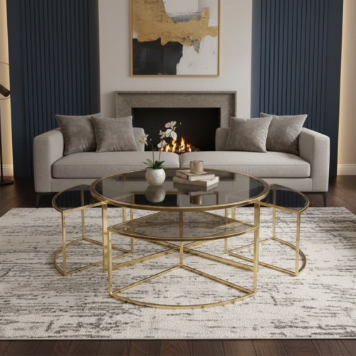 طقم طاولات دائرية 5 قطع متداخلة