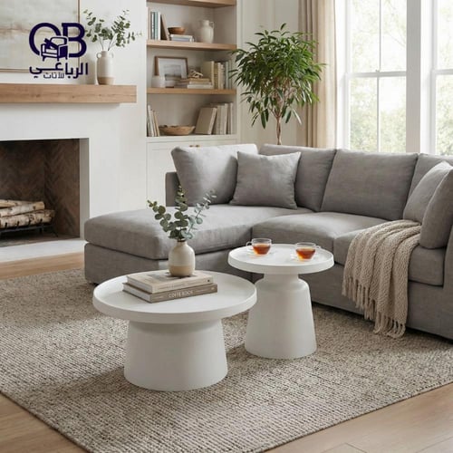طقم طاولة شاي مقعدين حديد بتصميم دائري
