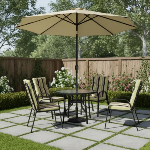 جلسات خارجية حديد فاخرة مع طاولة طعام مع 4 كراسي و...