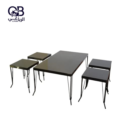 طقم طاولة ضيافة مستطيل أعمدة محفوفة 5 قطع أو 7 قطع