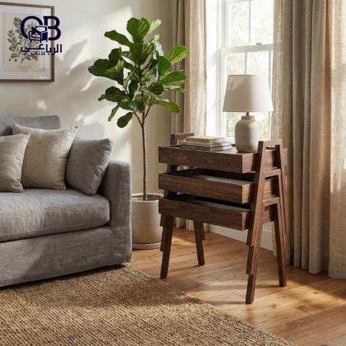 طقم طاولة خشب مستطيل متداخل ثلاث قطع