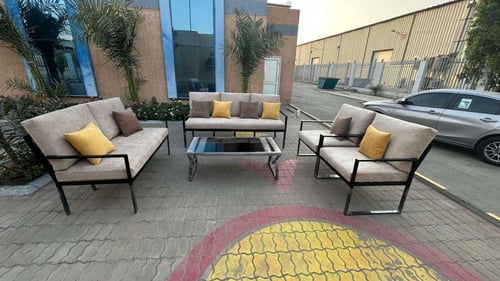 طقم جلسات خارجية 7 أشخاص معدن مع طاولة