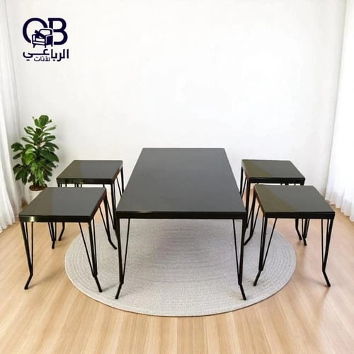 طقم طاولة ضيافة مستطيل أعمدة محفوفة 5 قطع أو 7 قطع